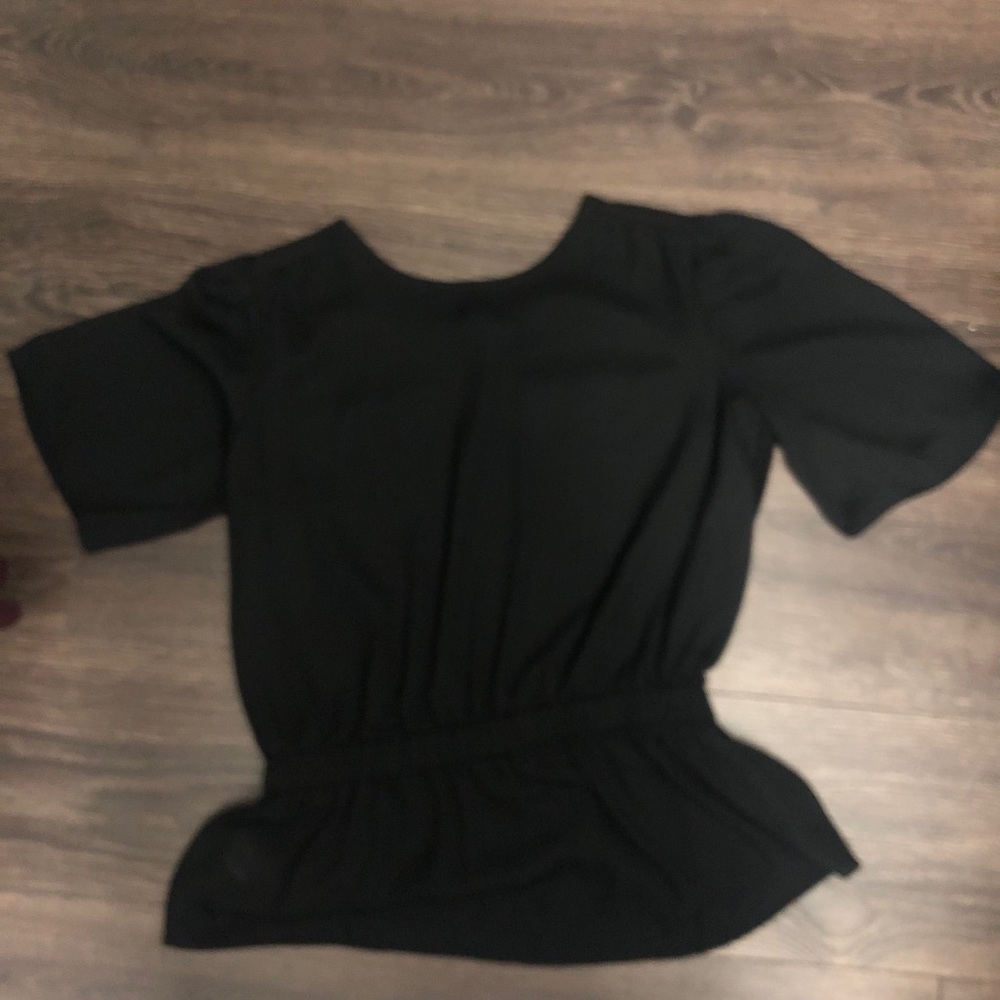 Ann Taylor Black Short Sleeve Peplum Top